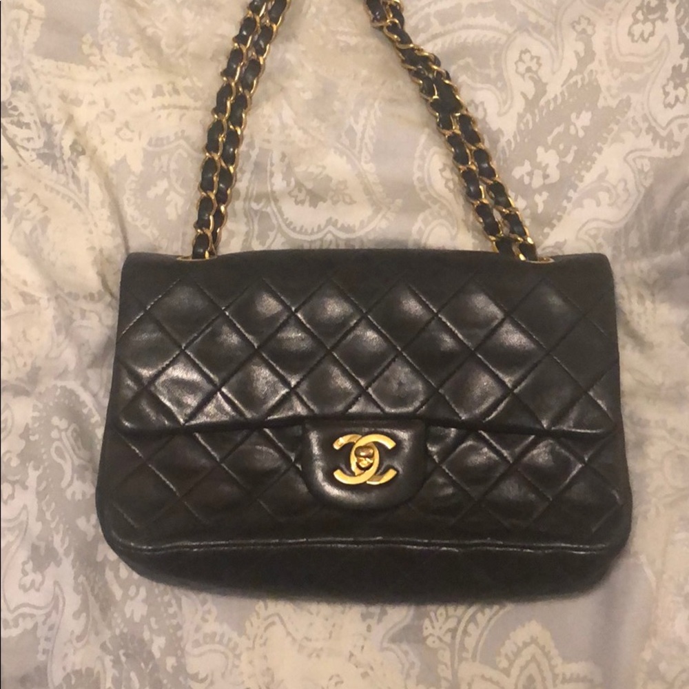 Classic Chanel double strap quilted bag
